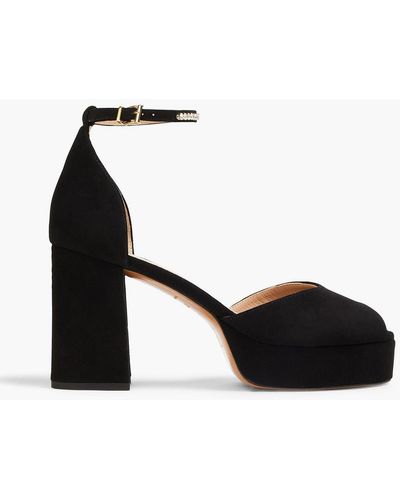 Maje Crystal-embellished Suede Platform Sandals - Black