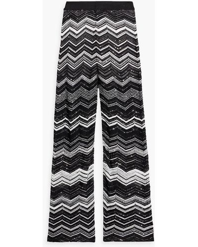 Missoni Sequin-embellished Metallic Crochet-knit Wide-leg Pants - Black