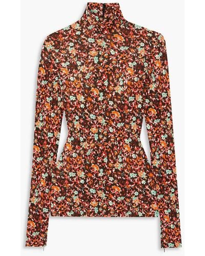 Victoria Beckham Rollkragenoberteil aus jersey mit floralem print - Braun