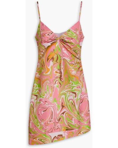 Maisie Wilen Party Girl Asymmetric Printed Crepe Mini Dress - Pink