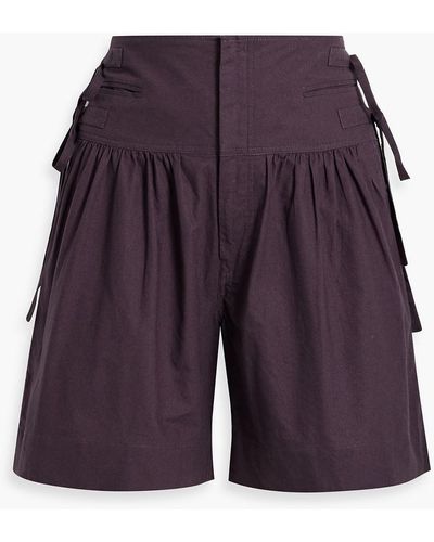 Isabel Marant Opala Bow-detailed Cotton Shorts - Purple