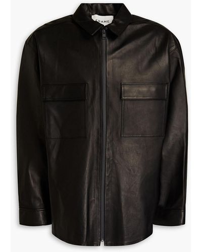 FRAME Bonded Leather Shirt - Black