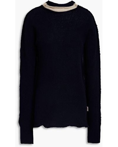 Marni Two-tone Cashmere And Wool-blend Turtleneck Jumper - Blue