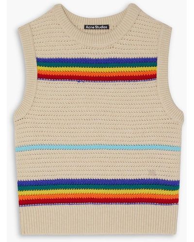 Acne Studios Striped Crochet-knit Wool Vest - Grey