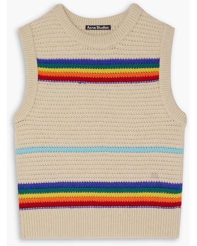 Acne Studios Striped Crochet-knit Wool Vest - Gray