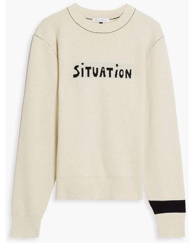Bella Freud Intarsia Wool And Cotton-blend Sweater - Natural