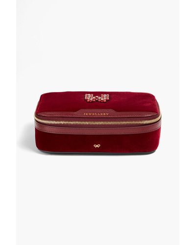 Anya Hindmarch Leather-trimmed Velvet Jewellery Box - Red