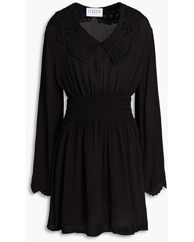Claudie Pierlot Shirred Crepe Mini Dress - Black