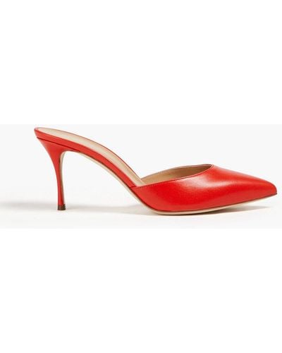 Sergio Rossi Leather Mules - Red