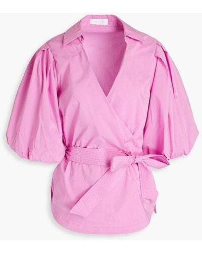 Jonathan Simkhai Waverly Cotton-blend Poplin Wrap Top - Pink