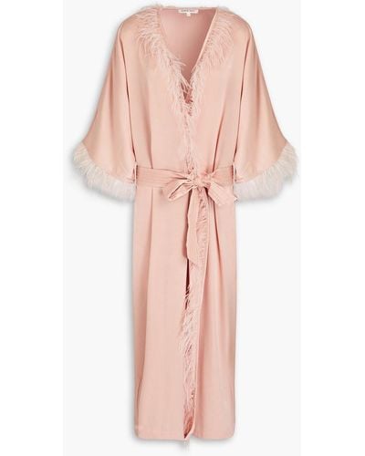 Love Stories Laura Feather-embellished Cady Bathrobe - Pink