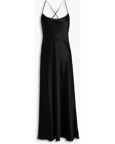 Galvan London Serena Satin Midi Slip Dress - Black