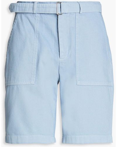 Officine Generale Paolo Belted Cotton-twill Shorts - Blue