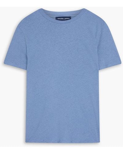 Frescobol Carioca Slub Cotton And Linen-blend Jersey T-shirt - Blue