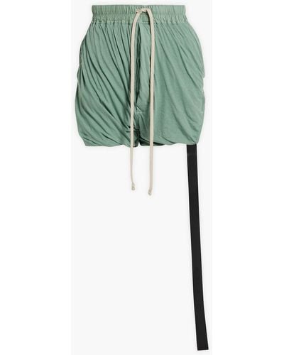 Rick Owens Ruched Cotton-jersey Shorts - Green