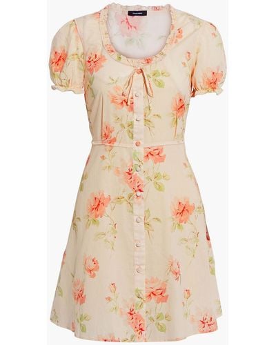 R13 Bow-embellished Ruffled Floral-print Cotton-voile Mini Dress - Multicolor