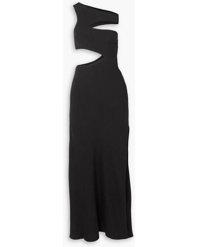 STAUD Prismatic Asymmetric Cutout Ribbed-knit Maxi Dress - Black
