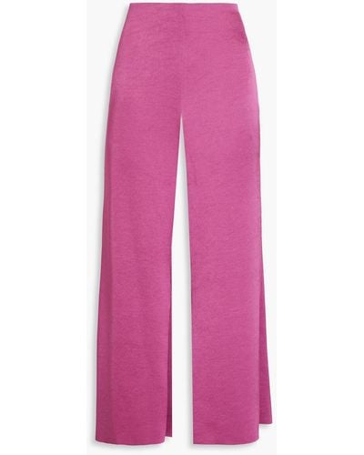 Vince Cropped Satin-twill Wide-leg Trousers - Pink