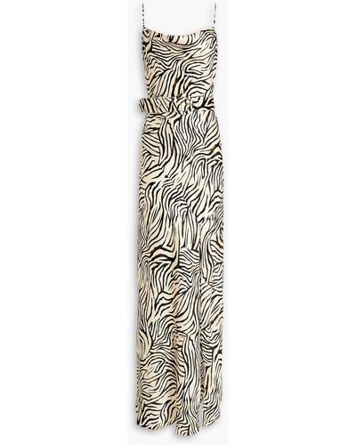 Nicholas Simone Draped Zebra-print Silk-satin Gown - Natural