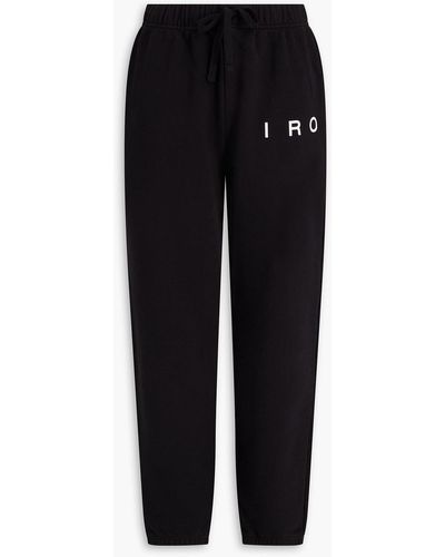 IRO Track pants aus baumwollfrottee mit print - Schwarz