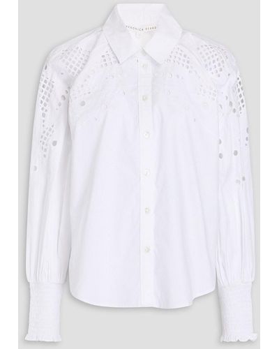 Veronica Beard Lilah shirred broderie anglaise cotton shirt - Weiß