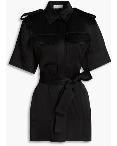 Matériel Hemdkleid aus satin in minilänge - Schwarz