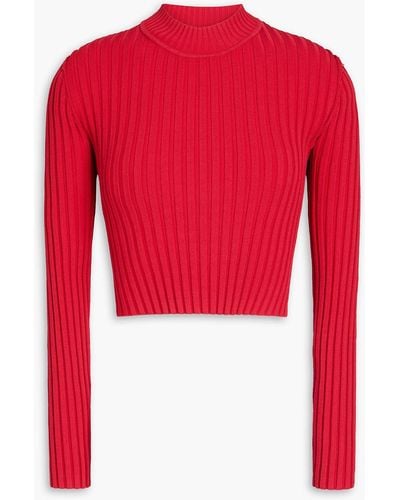 Aje. Delphie Twisted Cutout Ribbed-knit Sweater - Red