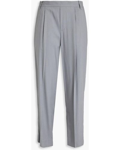 Vince Cropped Twill Tapered Trousers - Grey