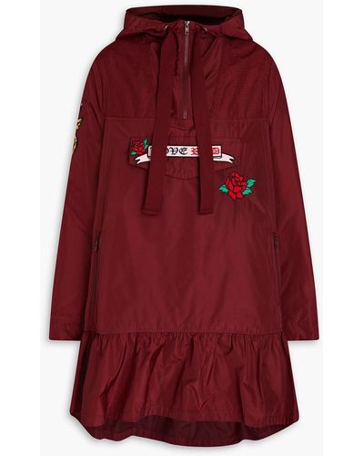 RED Valentino Embroidered Shell Hooded Jacket