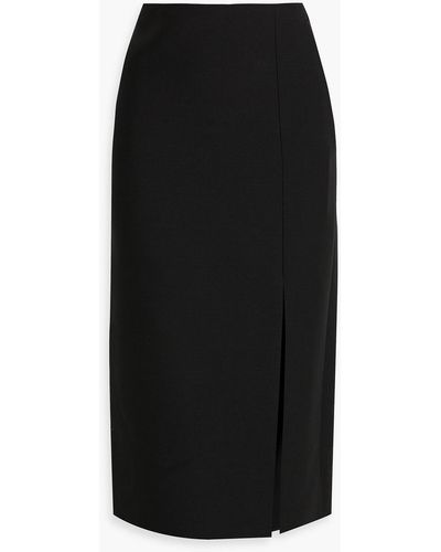 Valentino Garavani Wool And Silk-blend Crepe Midi Skirt - Black