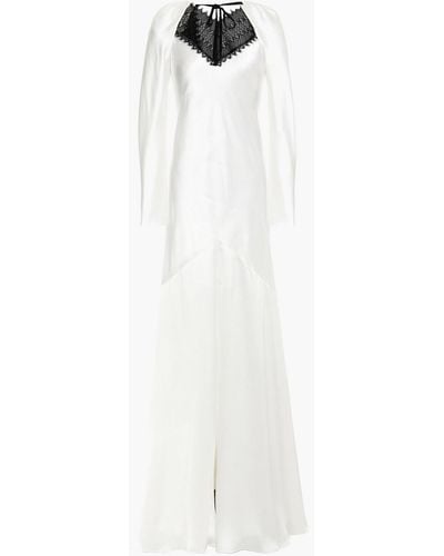Amanda Wakeley Lace-trimmed Silk-satin Crepe Maxi Dress - White