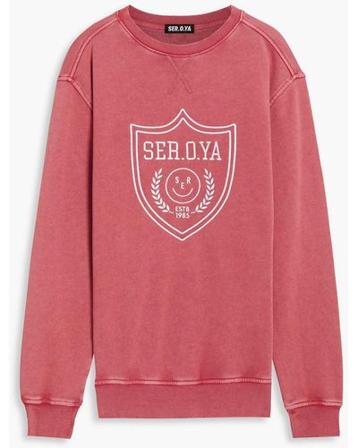 SER.O.YA Issac Embroidered French Cotton-blend Terry Sweatshirt - Pink