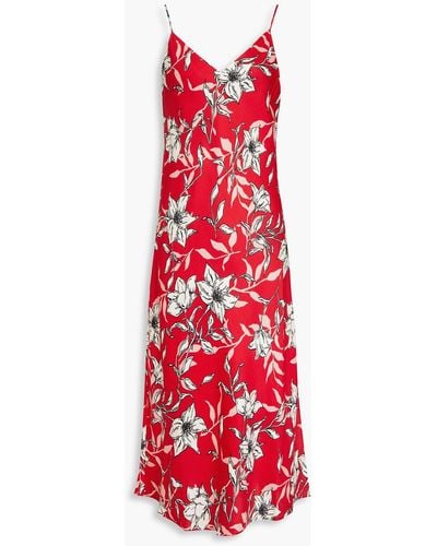 Rag & Bone Mallory slip dress aus twill aus einer seidenmischung in midilänge mit floralem print - Rot