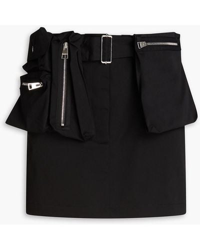 JW Anderson Belted Cotton-gabardine Mini Skirt - Black