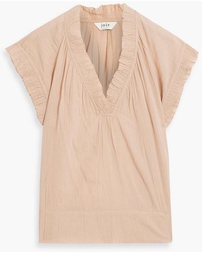 Joie Drawley Ruffled Cotton-gauze Top - Pink