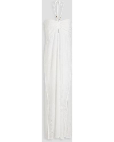Melissa Odabash Mila Ruched Crocheted Lace Maxi Dress - White