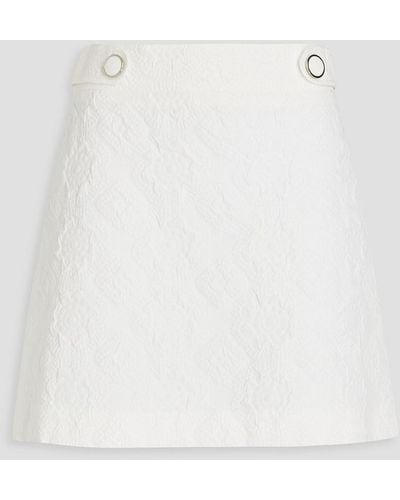 Boutique Moschino Embellished Embossed Cotton-blend Mini Skirt - White