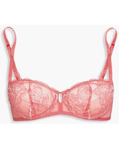 Simone Perele Promesse Stretch-lace And Point D'esprit Underwired Bra - Pink