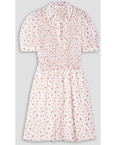 See By Chloé Winona Shirred Printed Georgette Mini Dress - Pink