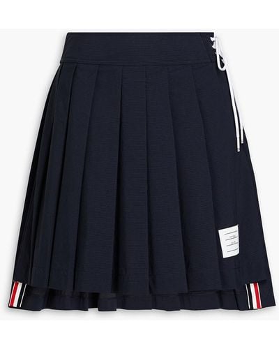 Thom Browne Pleated Cotton-blend Ripstop Mini Skirt - Blue