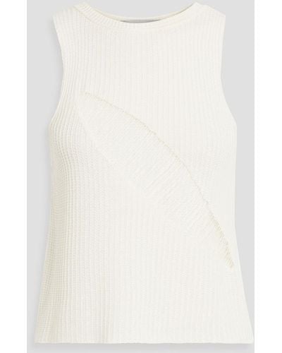 Envelope Formentera Distressed Ribbed Lyocell, Cotton And Linen-blend Top - White