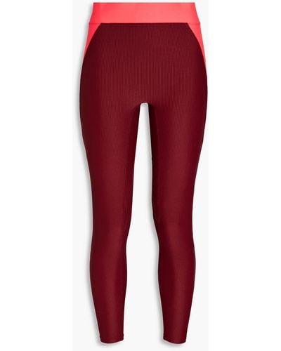 Heroine Sport Zweifarbige gerippte stretch-leggings - Rot