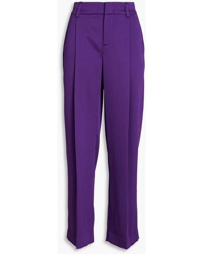 Vince Satin-twill Wide-leg Trousers - Purple