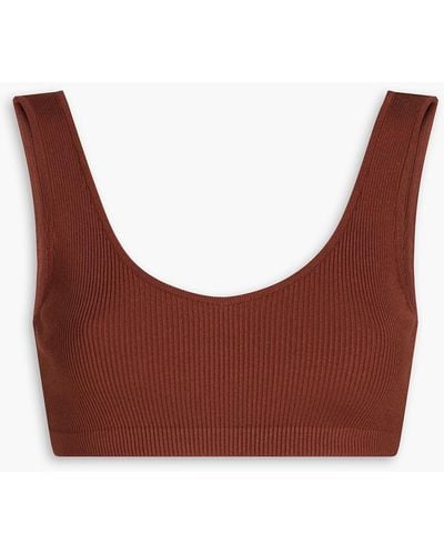 Zeynep Arcay Ribbed-knit Bra Top - Brown