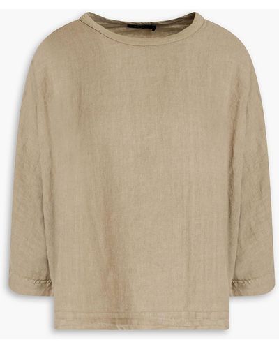 Bassike Cotton-canvas Panelled Organic Linen-jersey Top - Natural