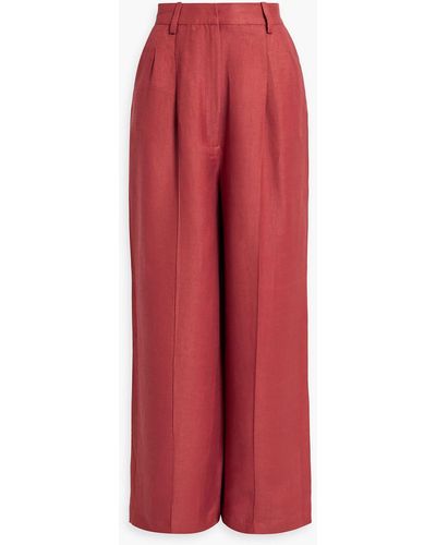 Loulou Studio Balsas Linen-blend Twill Wide-leg Pants - Red