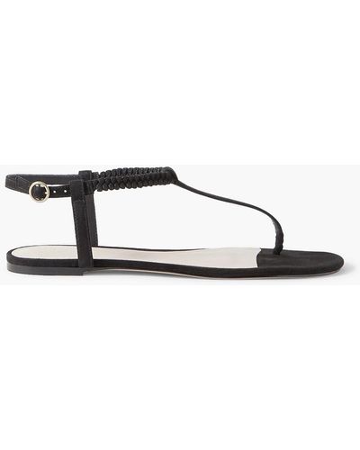 Porte & Paire Braided Suede Sandals - Black