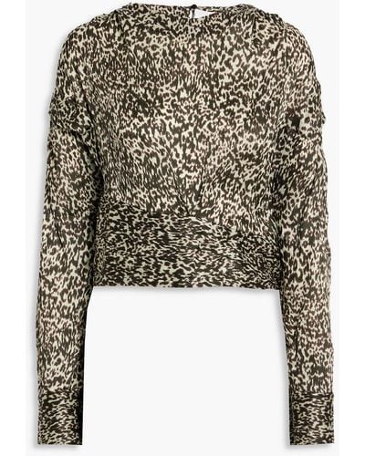 IRO Rusko Ruffled Leopard-print Silk-crepon Blouse - Black