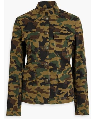 Nili Lotan Cambre Camouflage-print Cotton-blend Twill Jacket - Green