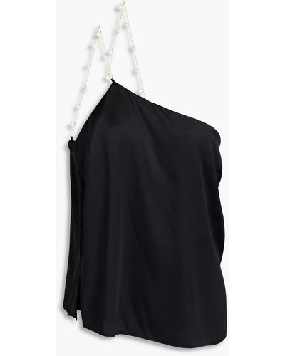 Cami NYC Tilda One-shoulder Embellished Silk-blend Satin Camisole - Black